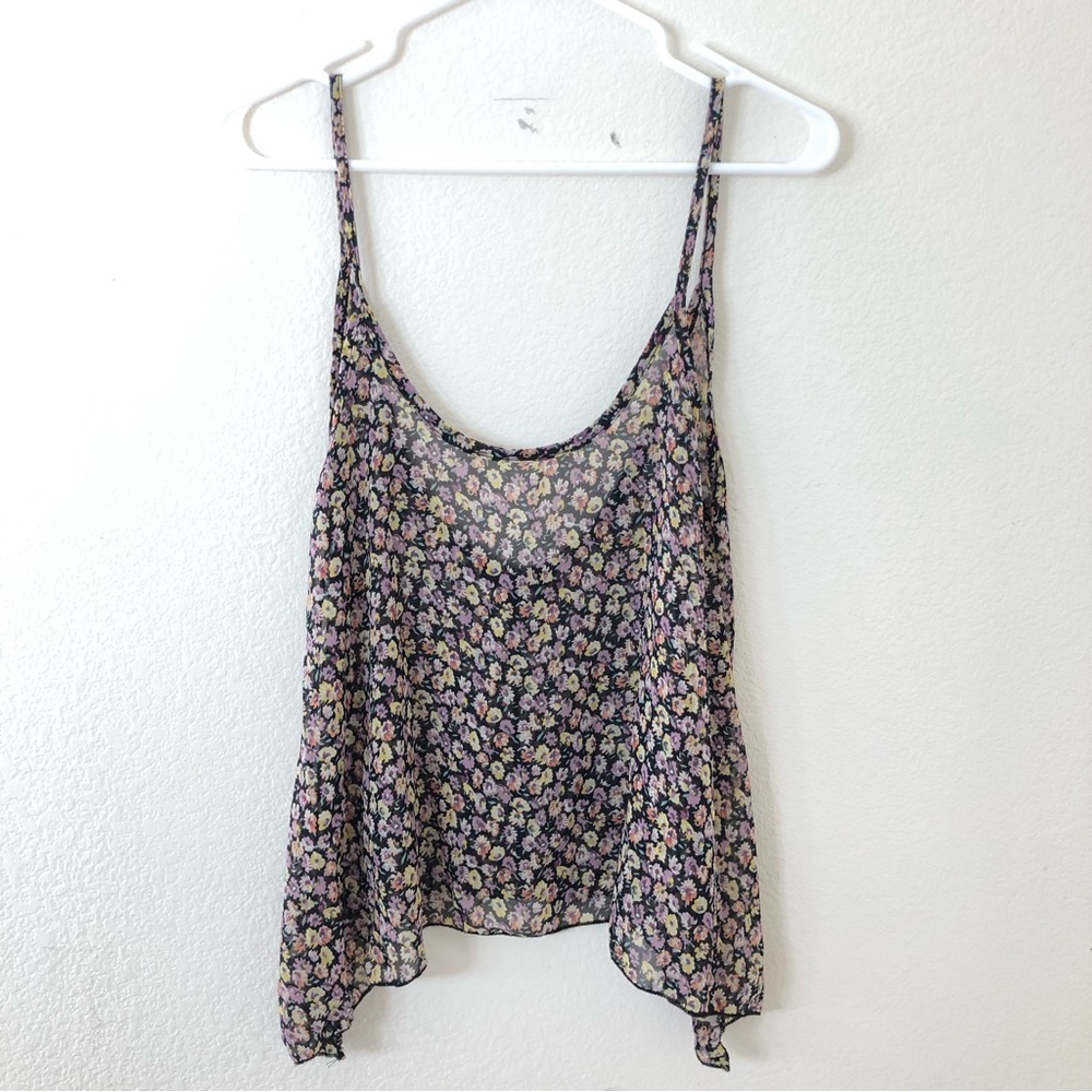 Brandy Melville Floral Flowy Tank Top One Size - Picture 2 of 11